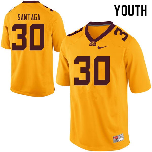 Youth #30 Jon Santaga Minnesota Golden Gophers College Football Jerseys Sale-Gold